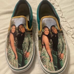 Vans Custom Green and Yellow Slip-Ons